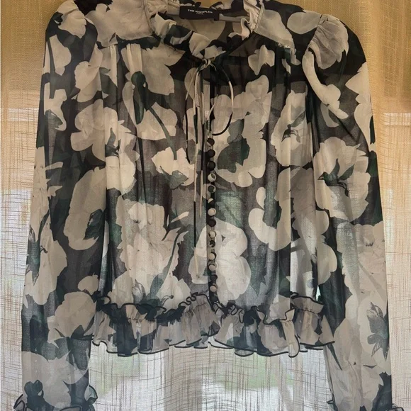 The Kooples Black and White Floral Blouse - Picture 2 of 3